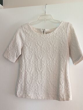 Banana Republic Textured Short Sleeve Top in Light Cream